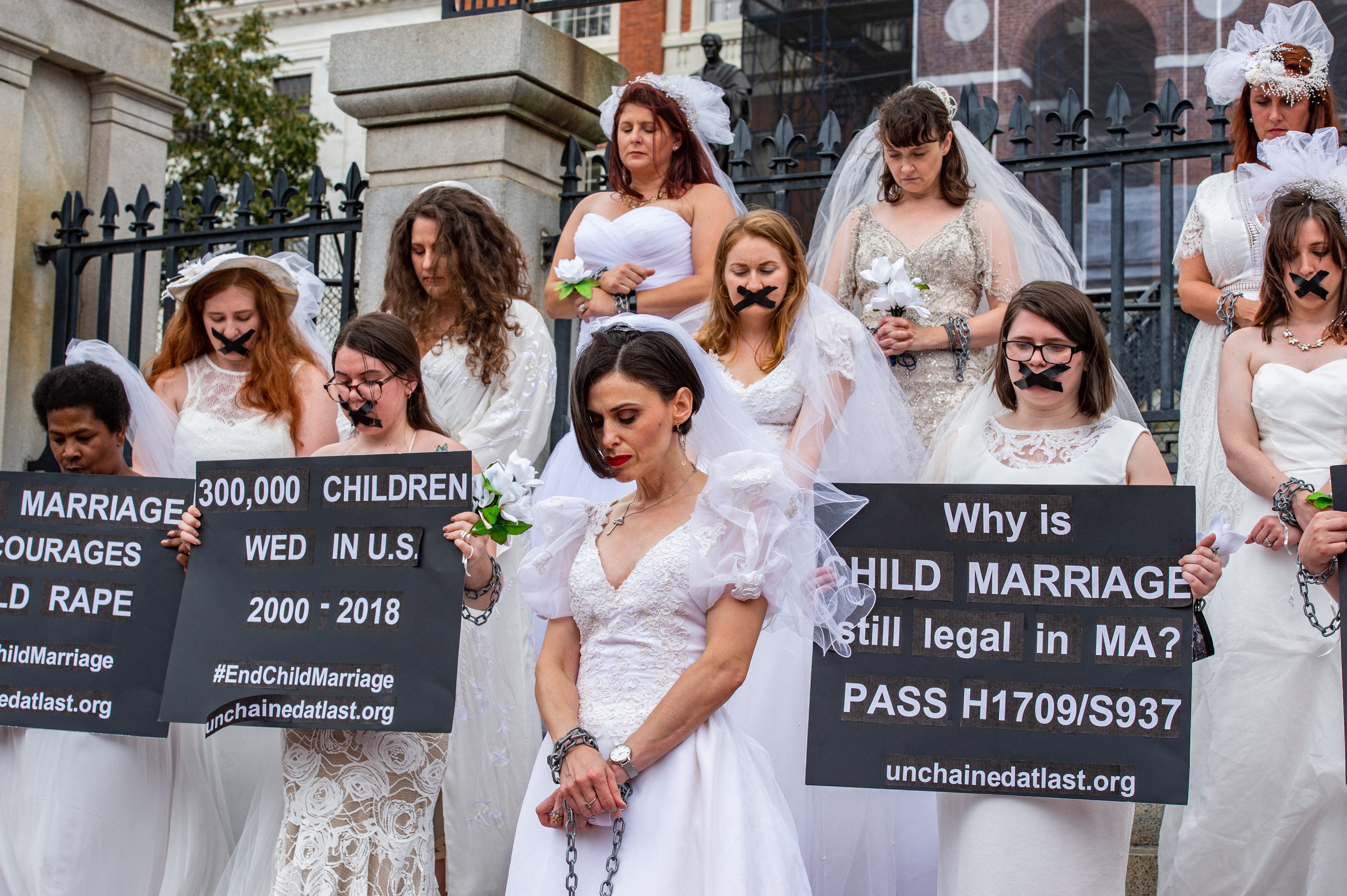 Advocates and child marriage survivors in Boston gather to call for an end to child marriage. Currently more than two dozen U.S. states allow for marriage under the age of 18 under certain circumstances. A new bill up for debate in Congress calls for a national ban.